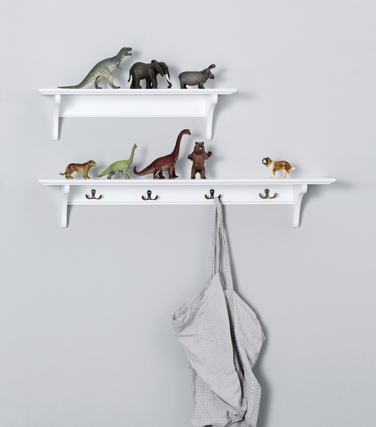 Hylla med krokar vit 20 x 60 cm, Oliver Furniture Hylla med krokar vit 20 x 60 cm, Oliver Furniture