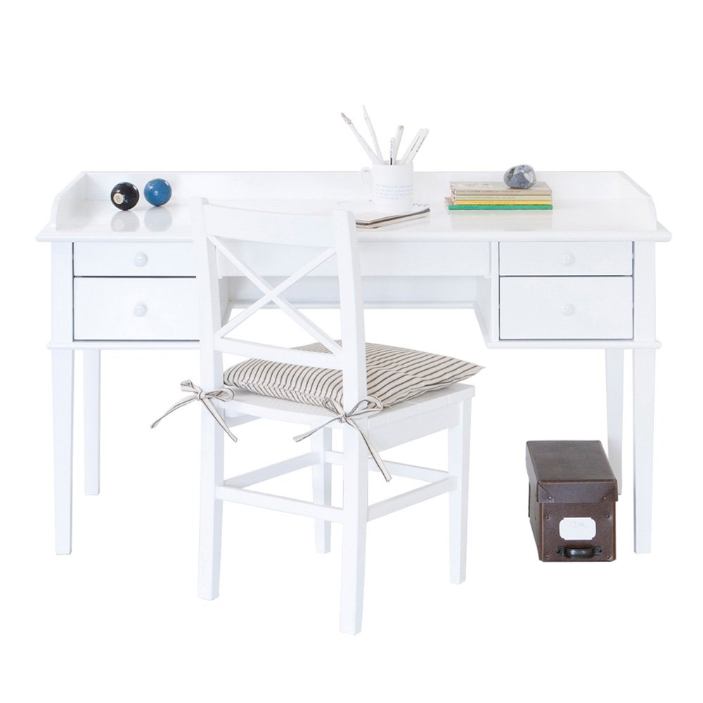 Juniorskrivbord fem lådor vit Oliver Furniture