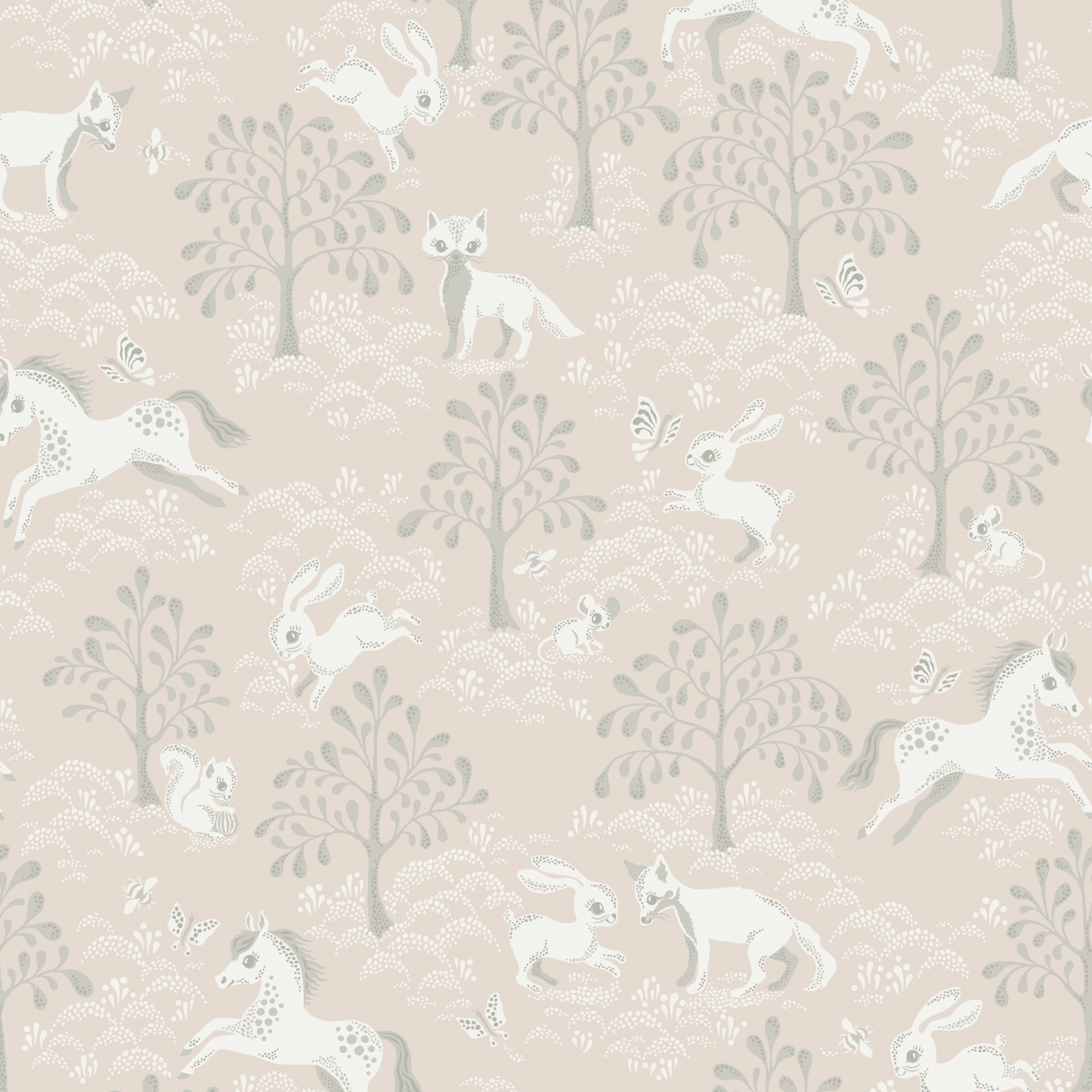 Tapet Fairytale fox – Dusty pink Littlephant