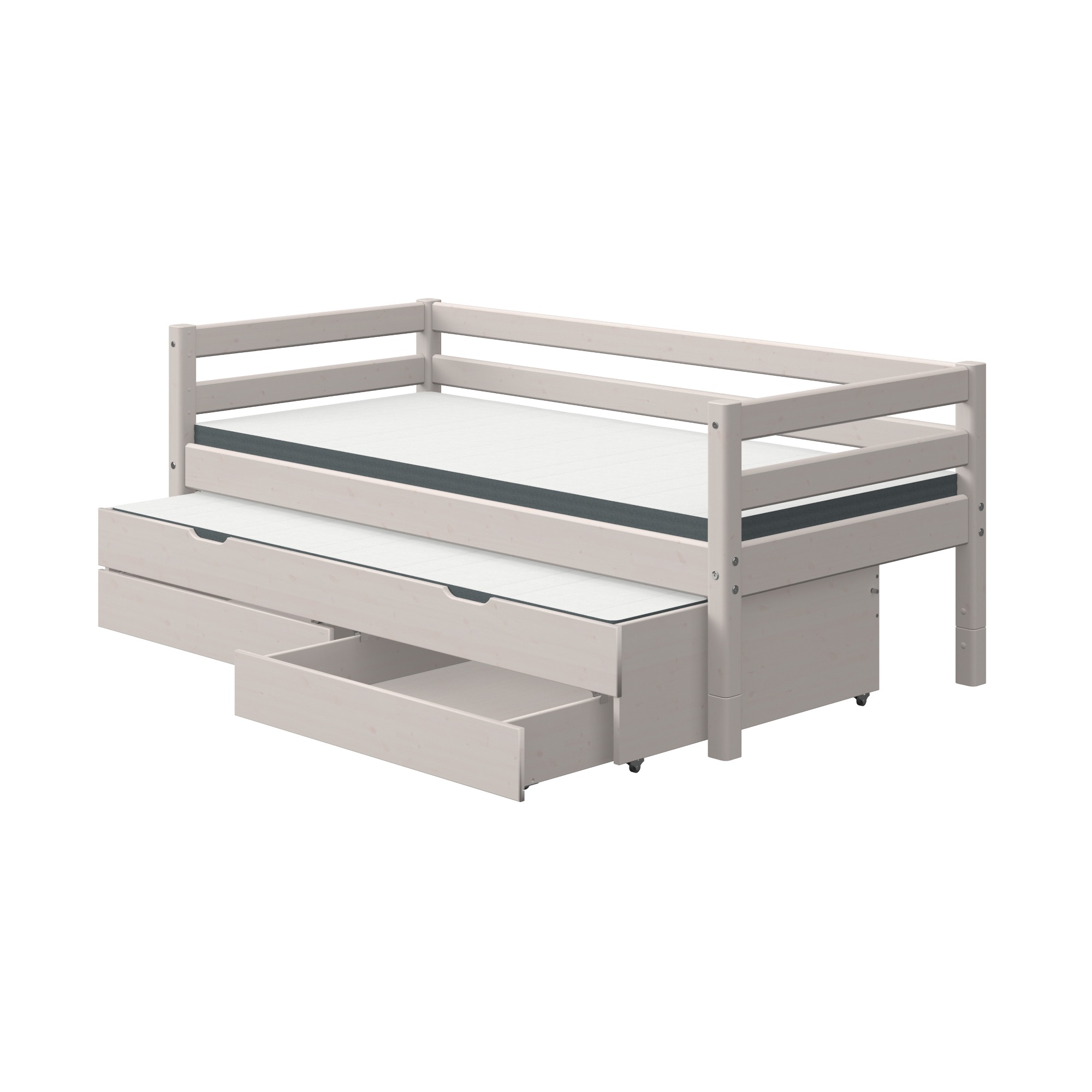 Säng grå 90 x 200 cm sänglådor utdragssäng FLEXA CLASSIC