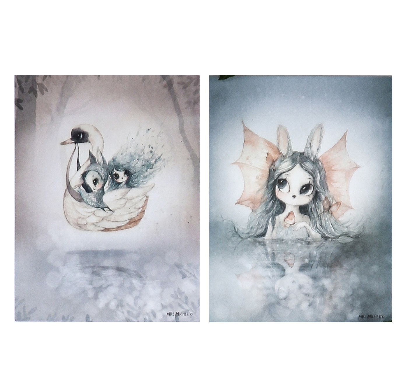 2-pack print MISS BIANCA/SWAN BOAT 18 x 24 cm Mrs. Mighetto