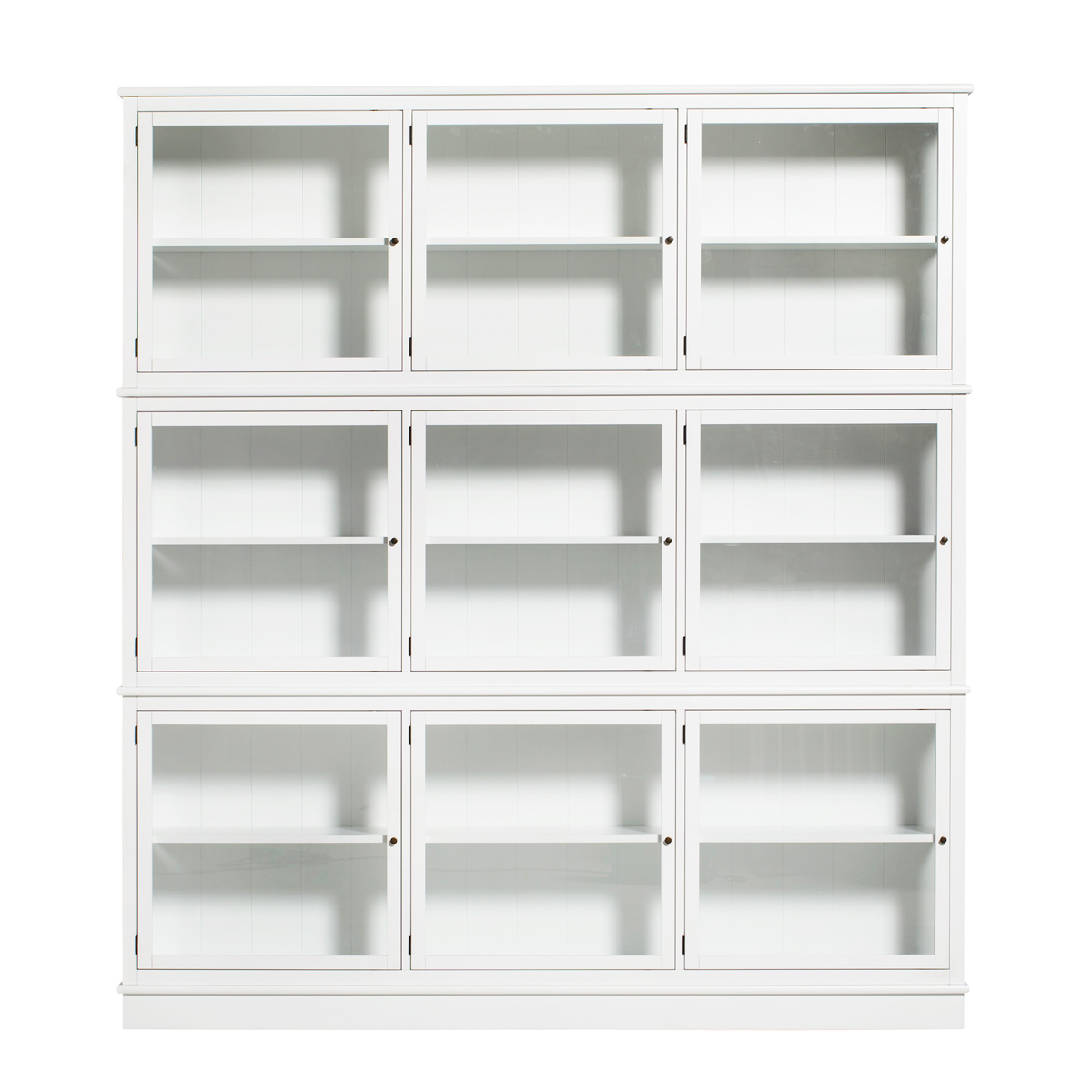 Vitrinskåp tre sektioner vit, Oliver Furniture