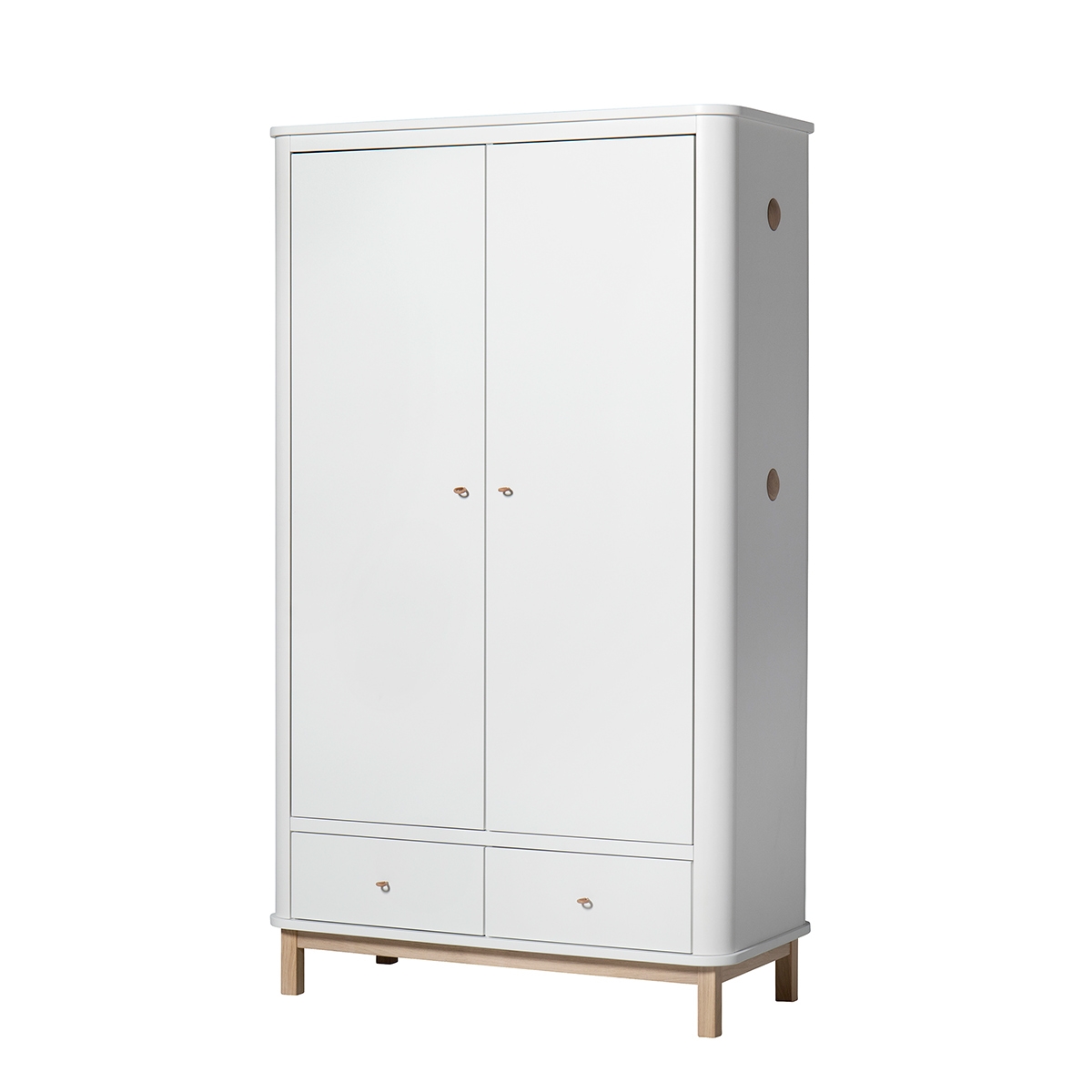Garderob 2 dörrar Wood vit/ ek Oliver Furniture