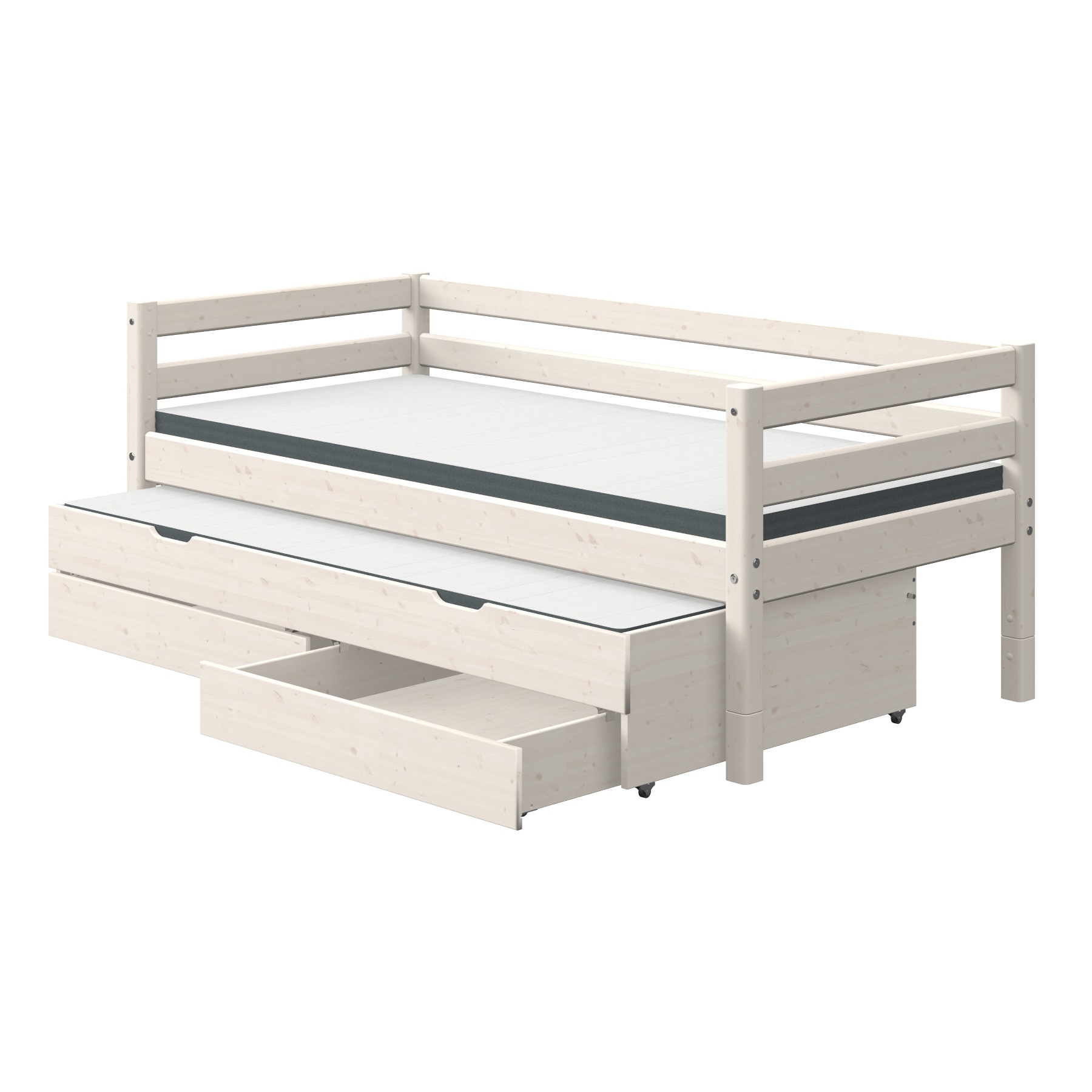 Säng vit 90 x 200 cm sänglådor utdragssäng FLEXA CLASSIC
